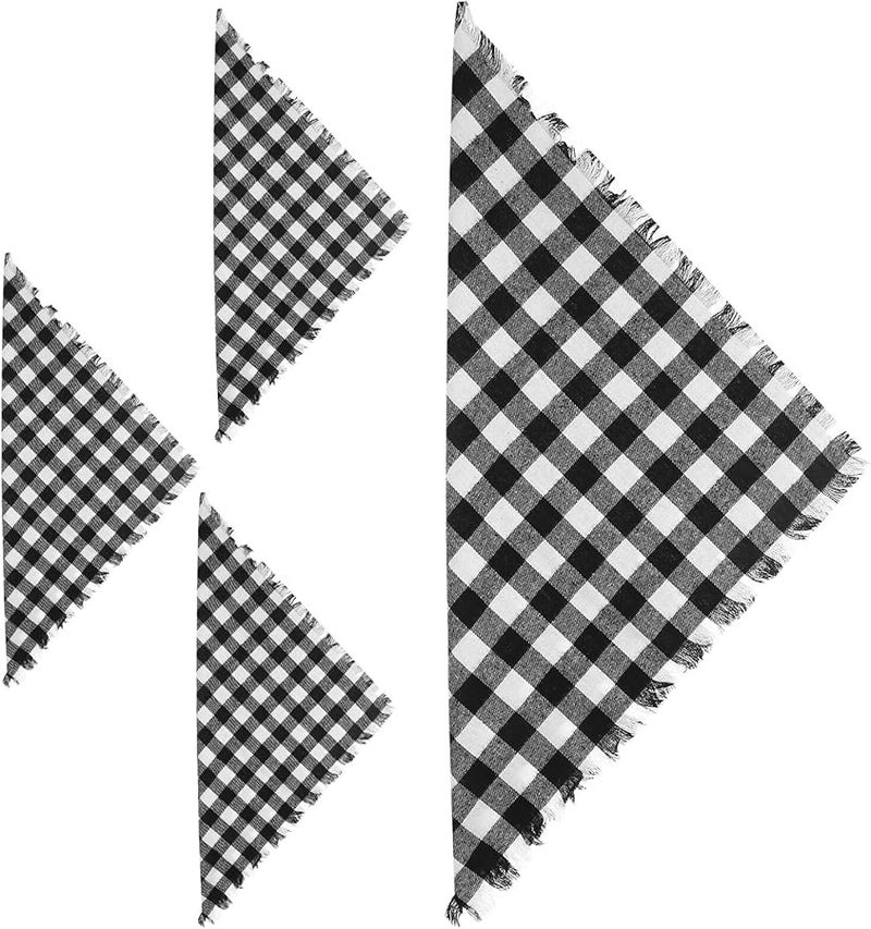 Black White Large Check Cotton Napkins 45cm Rustic Farmhouse Plaid Table Linen - Image 1